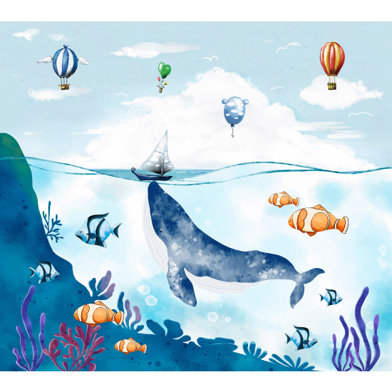 Papel pintado panorámico para niños - Infantil - Océano Globos Aerostáticos