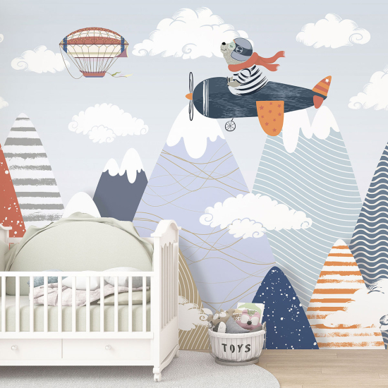 Papel pintado panorámico para niños - Infantil - Osito Aviador