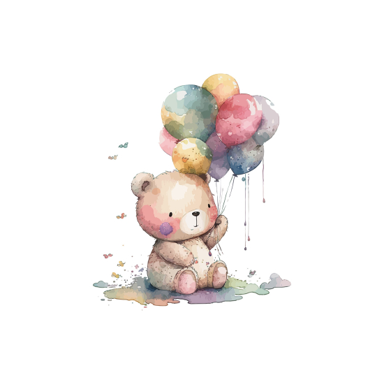 Papel pintado panorámico para niños - Infantil - Osito Globos
