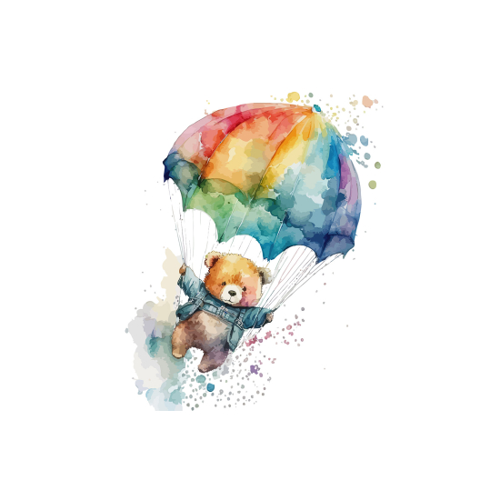 Papel pintado panorámico para niños - Infantil - Osito Paracaídas