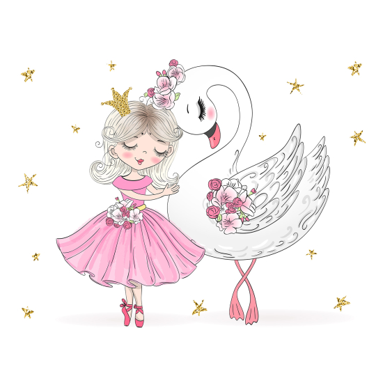 Papel pintado panorámico para niños - Infantil - Princesa Cisne