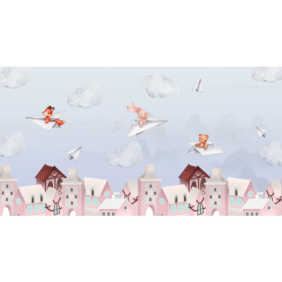 Papel pintado panorámico para niños - Infantil - Pueblo Animales