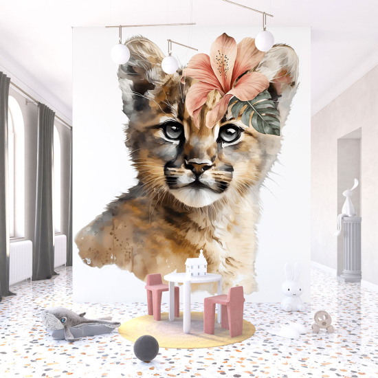 Papel pintado panorámico para niños - Infantil - Puma Flores