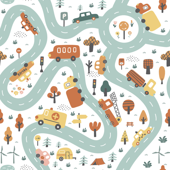 Papel pintado panorámico para niños - Infantil - Rutas
