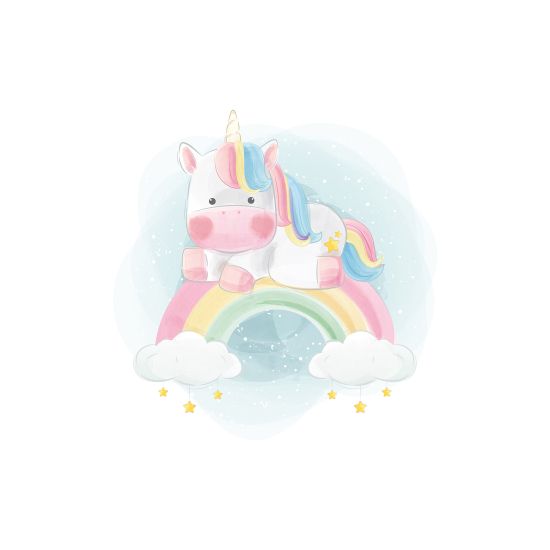 Papel pintado panorámico para niños - Infantil - Unicornio Arcoíris