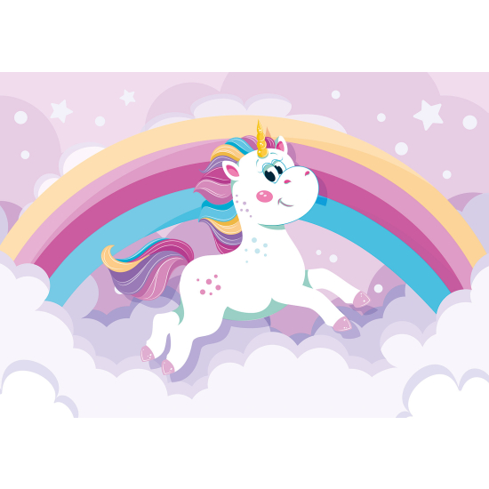 Papel pintado panorámico para niños - Infantil - Unicornio Arcoíris