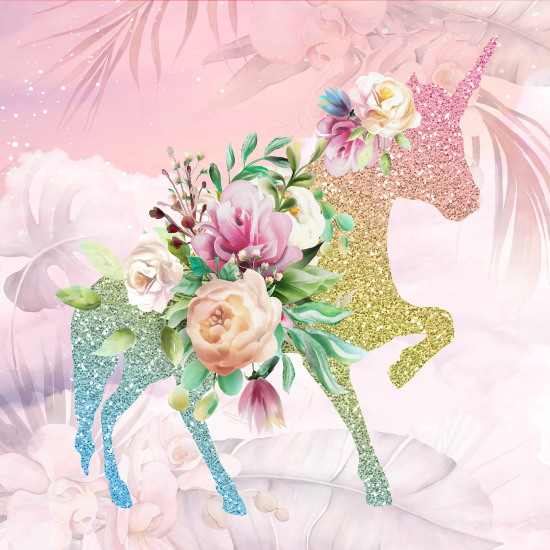 Papel pintado panorámico para niños - Infantil - Unicornio Brillante
