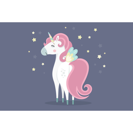 Papel pintado panorámico para niños - Infantil - Unicornio Estrellas
