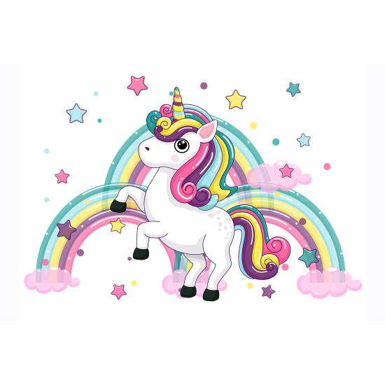 Papel pintado panorámico para niños - Infantil - Unicornio Estrellas