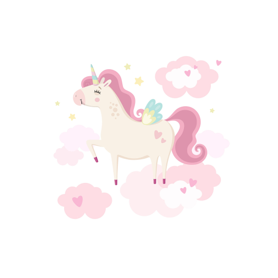 Papel pintado panorámico para niños - Infantil - Unicornio Nubes