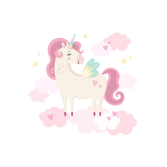 Papel pintado panorámico para niños - Infantil - Unicornio Nubes