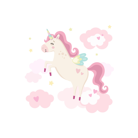 Papel pintado panorámico para niños - Infantil - Unicornio Nubes