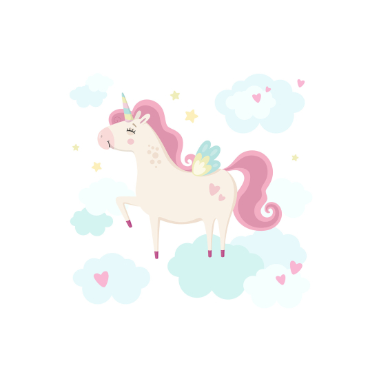 Papel pintado panorámico para niños - Infantil - Unicornio Nubes