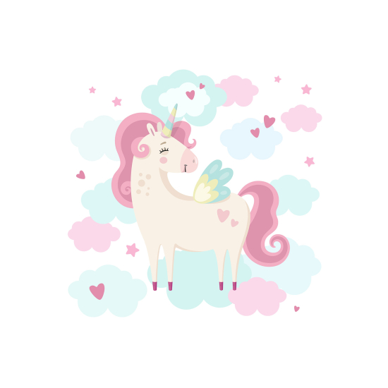 Papel pintado panorámico para niños - Infantil - Unicornio Nubes