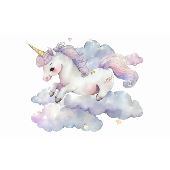 Papel pintado panorámico para niños - Infantil - Unicornio Nubes