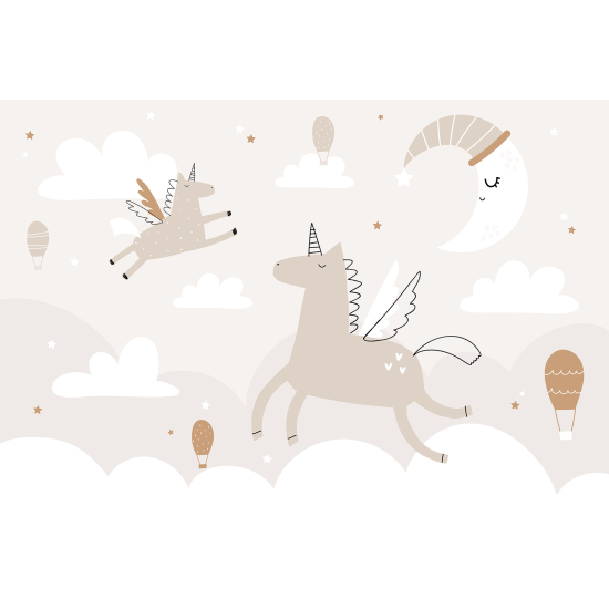 Papel pintado panorámico para niños - Infantil - Unicornios Luna