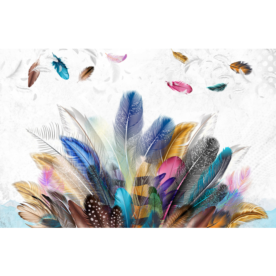 Papel pintado panorámico - Plumas de colores