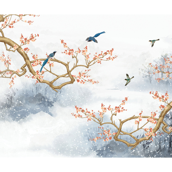 Papel pintado panorámico - Ramas Pájaros