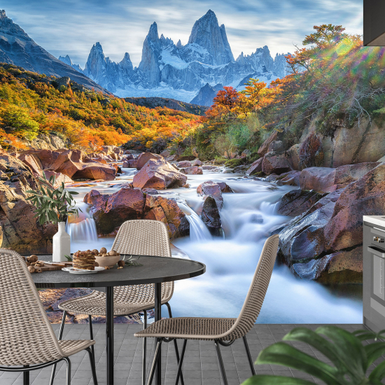 Papel pintado panorámico - Río Montañas