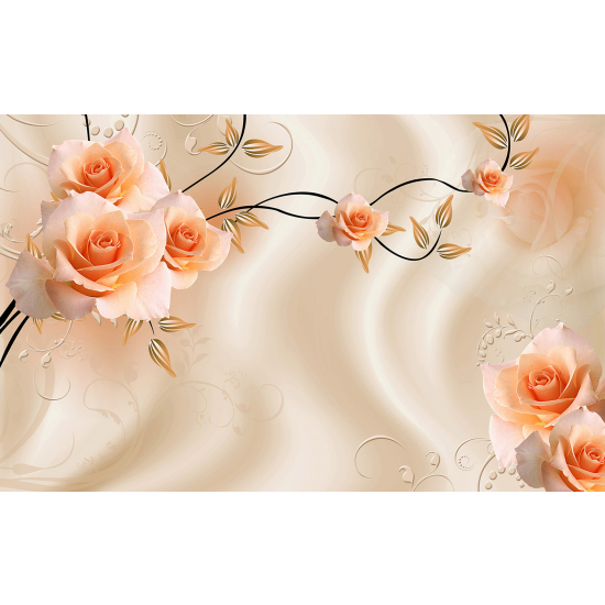 Papel pintado panorámico - Rosas 3D