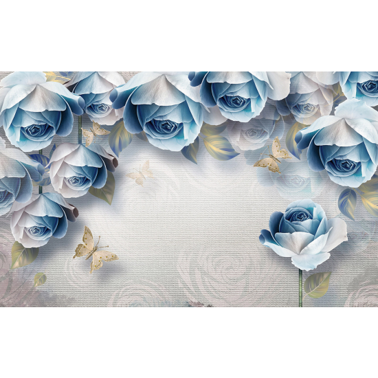Papel pintado panorámico - Rosas 3D