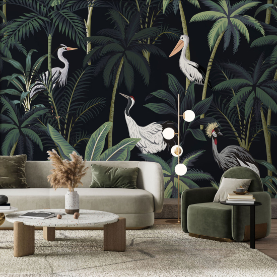 Papel pintado panorámico - Selva Aves