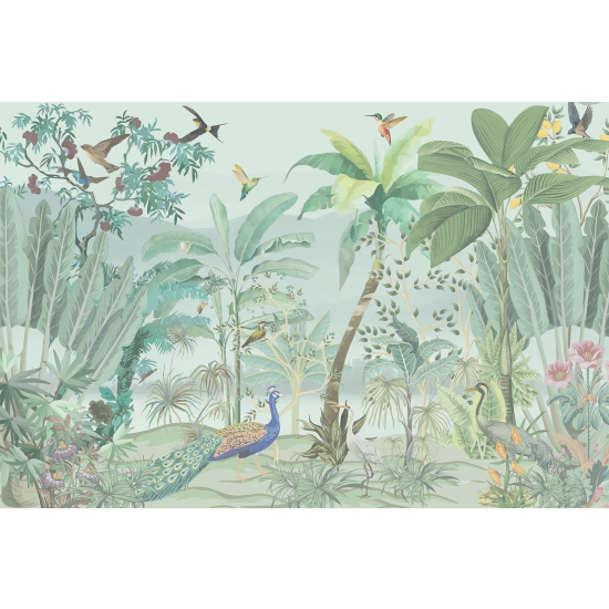 Papel pintado panorámico - Selva Aves
