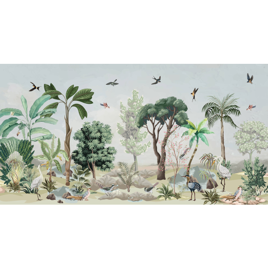 Papel pintado panorámico - Selva Aves