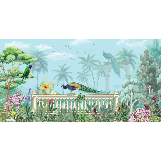 Papel pintado panorámico - Selva Aves