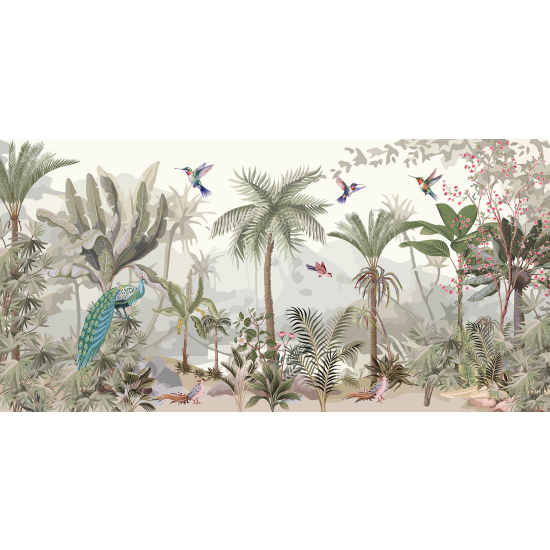 Papel pintado panorámico - Selva Aves