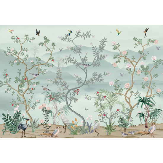 Papel pintado panorámico - Selva Aves