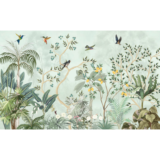 Papel pintado panorámico - Selva Aves