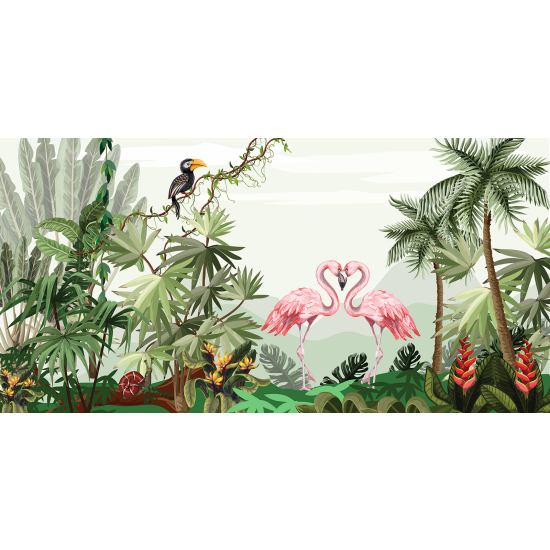 Papel pintado panorámico - Selva Aves
