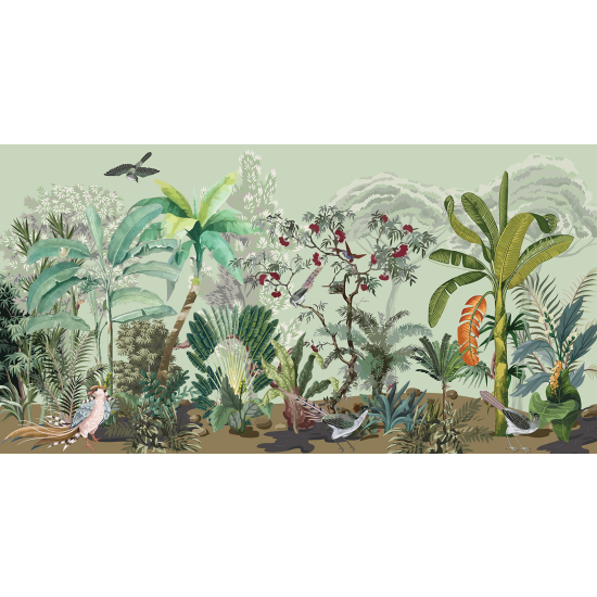 Papel pintado panorámico - Selva Aves