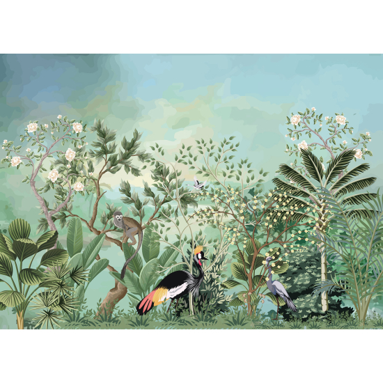 Papel pintado panorámico - Selva Aves