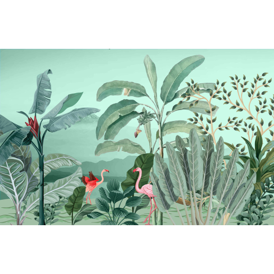 Papel pintado panorámico - Selva Aves