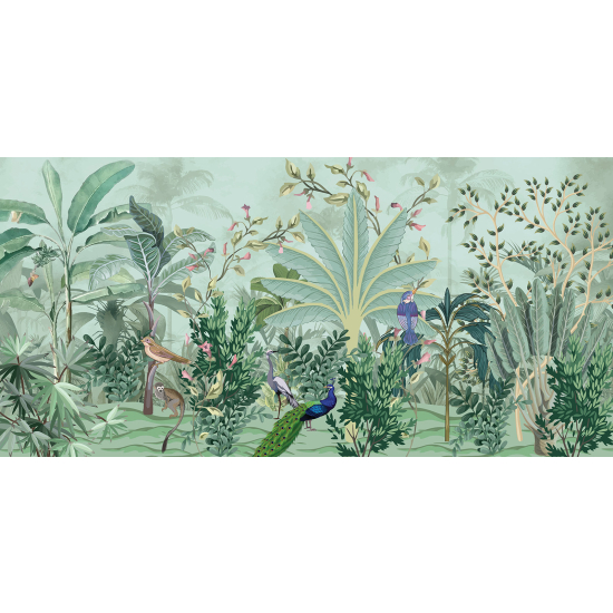 Papel pintado panorámico - Selva Aves