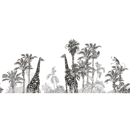 Papel pintado panorámico - Selva tropical Jirafas
