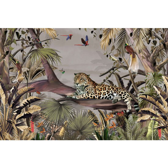 Papel pintado panorámico - Selva Tropical Leopardo