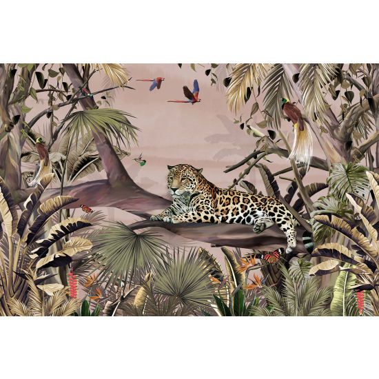Papel pintado panorámico - Selva Tropical Leopardo