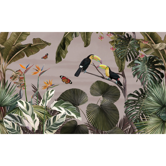 Papel pintado panorámico - Selva Tropical Tucanes