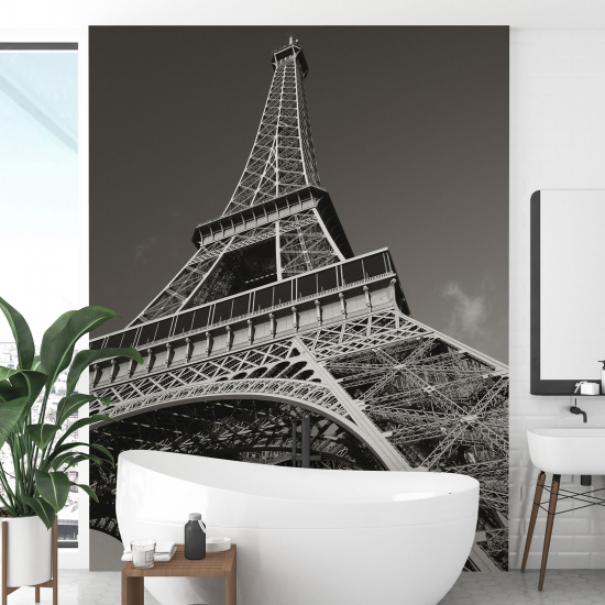 Papel pintado panorámico - Torre Eiffel en Blanco y Negro