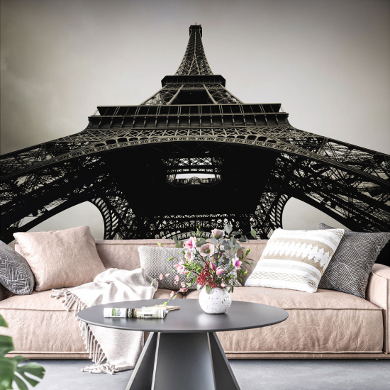 Papel pintado panorámico - Torre Eiffel en Blanco y Negro