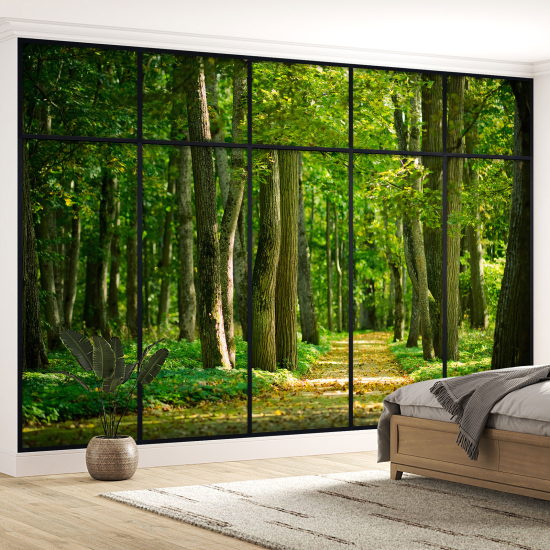 Papel pintado panorámico trampantojo - Camino bosque
