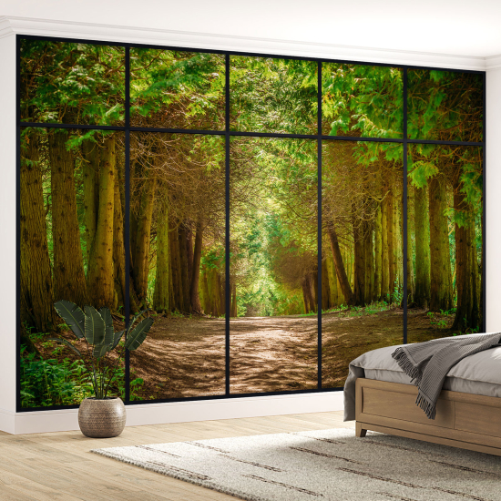 Papel pintado panorámico trampantojo - Camino bosque
