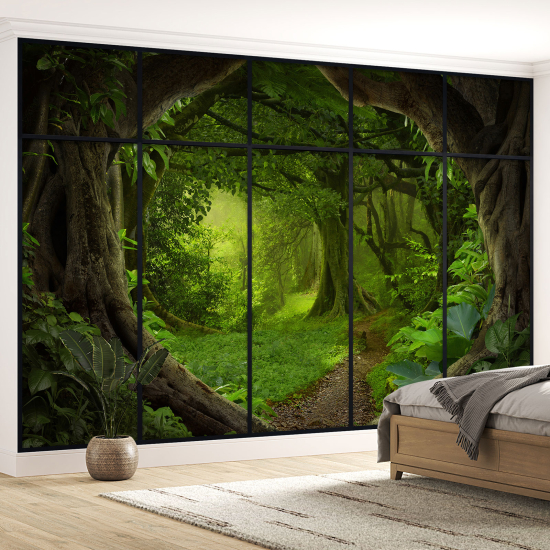 Papel pintado panorámico trampantojo - Camino bosque