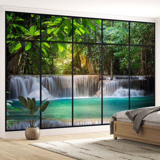 Papel pintado panorámico trampantojo - Cascadas