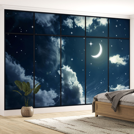 Papel pintado panorámico trampantojo - Cielo estrellado