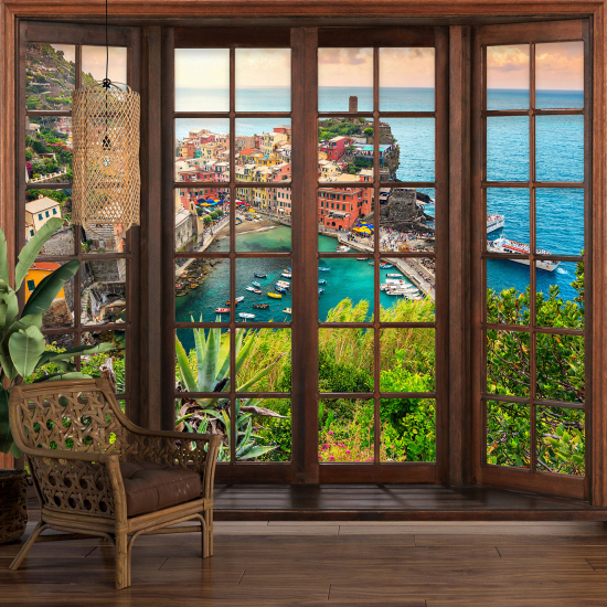 Papel pintado panorámico trampantojo - Ciudad de Vernazza