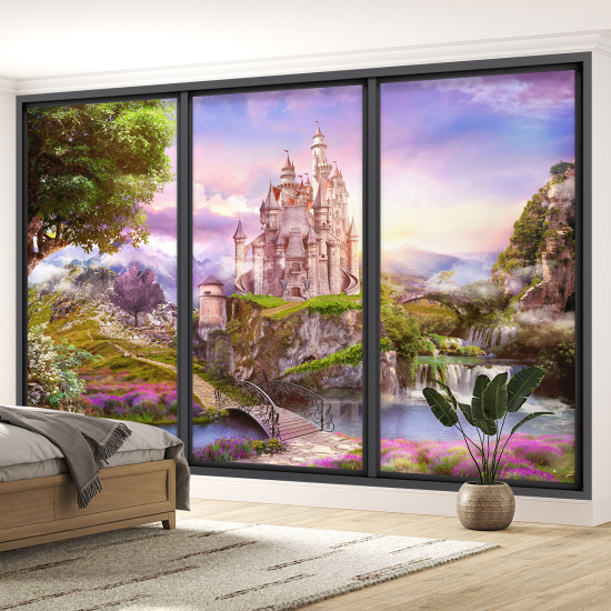 Papel pintado panorámico trampantojo para niños - Infantil - Castillo